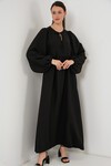 Merterium Kadın Balon Kol Uzun Tesettür Elbise 2464 - Siyah