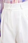 Merterium Kadın Beyaz Bol Paça Kumaş Pantolon 6647