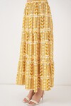 Kadın Desenli Uzun Etek 8053 - Sarı