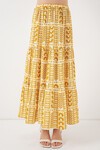 Kadın Desenli Uzun Etek 8053 - Sarı