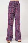Kadın Desenli Viskon Pantolon 6749 - Mor