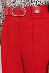 Merterium Kadın Kırmızı Yüksek Bel Kumaş Pantolon 6584