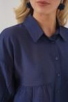 Merterium Kadın Kısa Kol Crop Gömlek 20335 - İndigo