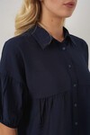 Merterium Kadın Kısa Kol Crop Gömlek 20335 - Lacivert