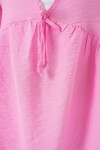 Merterium Kadın Önü Bağcıklı Kısa Kol Bluz 962 - Pembe