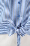 Kadın Önü Bağlamalı Çizgili Gömlek 20323 - Lacivert
