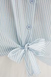 Kadın Önü Bağlamalı Çizgili Gömlek 20323 - Mavi