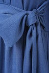 Kadın Önü Bağlamalı Keten Elbise 2574 - İndigo