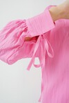 Merterium Kadın Oversize Bağcıklı Gömlek 5954 - Pembe