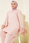 Merterium Kadın Pudra Tunik Pantolon Alt Üst Takım 6663