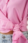 Merterium Kadın Sıfır Kol Önü Bağlamalı Gömlek 20340 - Pembe