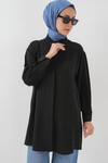 Merterium Kadın Uzun Gömlek Tunik 5945 - Siyah