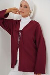 Merterium Keten Tesettür Kimono 5968 - Bordo
