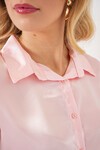 Merterium 3964 Hafif Dökümlü Saten Gömlek - Pembe