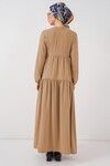2527 Kadın Uzun Tesettür Elbise - Bisküvi