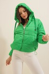 5117 Kapşonlu Şişme Mont - Yeşil