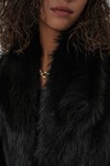 5186 Kruvaze Peluş Kürk Kaban - Siyah