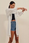 5833 Fırfırlı Kimono - Beyaz