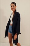 5833 Fırfırlı Kimono - Siyah
