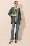 5866 Nakışlı Örme Kimono - Zümrüt Yeşili