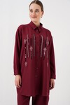 Desenli Tunik Pantolon İkili Takım 6720 - Bordo