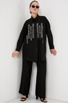 Desenli Tunik Pantolon İkili Takım 6720 - Siyah