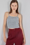Kadın Askılı Crop Top Bluz 15934 - Gri