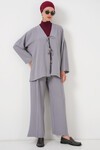 Kadın Ayrobin Kimono Pantolon İkili Takım 6739 - Gri