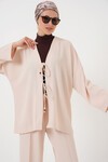 Kadın Ayrobin Kimono Pantolon İkili Takım 6739 - Krem