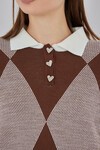 Kadın Crop Triko Kazak 15936 - A.Kahve