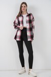 Kadın Ekose Desen Oversize Oduncu Gömlek 3854 Kiremit