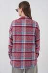 Kadın Ekose Desen Oversize Oduncu Gömlek 3854 Mor