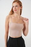 Kadın İp Askılı Basic Crop Büstiyer 973 - Krem