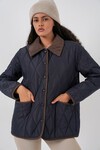 Kadın Kapitone Oversize Mont 5226 - Lacivert Kahve