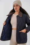 Kadın Kapitone Oversize Mont 5226 - Lacivert Kahve