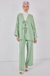 Kadın Keten Kimono İkili Takım 6727 - E.Yeşil