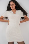 Kadın Kolye Detaylı Triko Elbise 15989 - Ekru