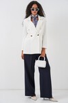 Kadın Kruvaze Yaka Blazer Ceket 0722 - Beyaz