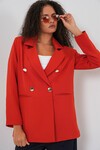 Kadın Kruvaze Yaka Blazer Ceket 0722 - Kiremit