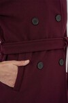 Kadın Kuşaklı Kaşe Kaban 9162 - Bordo