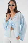 Kadın Önü Bağcıklı Bluz 952 - Mavi