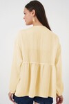 Kadın Önü Bağcıklı Uzun Kol Bluz 946 - Sarı