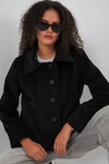 Kadın Oversize Astarlı Kısa Kaşe Ceket 0726 - Siyah