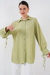 Kadın Oversize Bağcıklı Gömlek 5954 - E.Yeşil