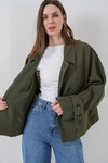 Kadın Oversize Kısa Trençkot 5977 - Haki