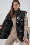 Kadın Parlak Şişme Yelek 5218 - Siyah
