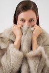 Kadın Peluş Kürk Mont 5225 - Bej