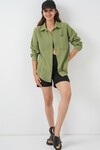 Kadın Tek Cepli Oversize Müslin Gömlek 20353 - Çağla
