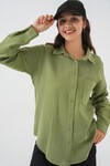 Kadın Tek Cepli Oversize Müslin Gömlek 20353 - Çağla