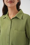 Kadın Tek Cepli Oversize Müslin Gömlek 20353 - Çağla